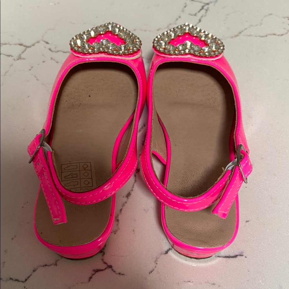 Pink Slingback Flats with Heart Embellishments - Picture 2 of 4